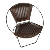 Lumisource Saturn Industrial Chair in Black Metal and Espresso Leather