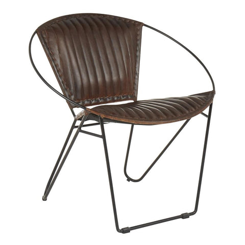 Lumisource Saturn Industrial Chair in Black Metal and Espresso Leather