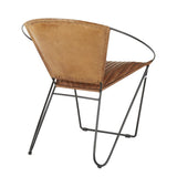 Lumisource Saturn Industrial Chair in Black Metal and Tan Leather