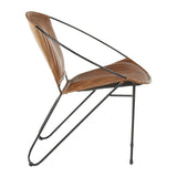 Lumisource Saturn Industrial Chair in Black Metal and Tan Leather