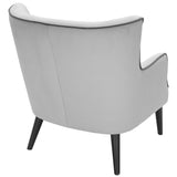 Lumisource Sedgwick Mid-Century Modern Accent Chair in Light Grey with Charcoal Piping
