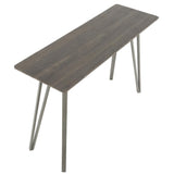 Lumisource Sedona Industrial Console Table in Brushed Antique Metal and Dark Brown Wood