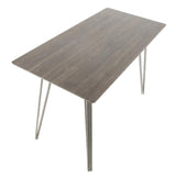 Lumisource Sedona Industrial Counter Table in Brushed Antique Metal and Dark Brown Wood