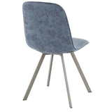 Lumisource Sedona Industrial Dining Chair in Brushed Antique Metal and Vintage Blue - Set of 2