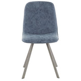 Lumisource Sedona Industrial Dining Chair in Brushed Antique Metal and Vintage Blue - Set of 2