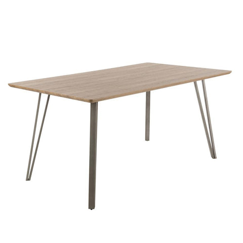 Lumisource Sedona Industrial Dining Table in Brushed Antique Metal and Brown Wood