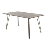 Lumisource Sedona Industrial Dining Table in Brushed Antique Metal and Dark Brown Wood