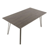 Lumisource Sedona Industrial Dining Table in Brushed Antique Metal and Dark Brown Wood