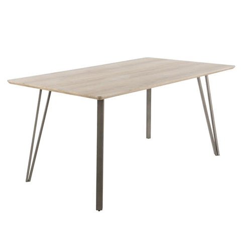 Lumisource Sedona Industrial Dining Table in Brushed Antique Metal and Light Brown Wood