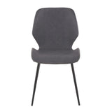 Lumisource Serena Industrial Chair in Black Metal with Grey Faux Leather - Set of 2