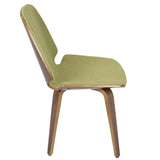 Lumisource Serena Mid-Century Modern Dining Chair in Walnut with Green Fabric - Set of 2