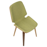Lumisource Serena Mid-Century Modern Dining Chair in Walnut with Green Fabric - Set of 2