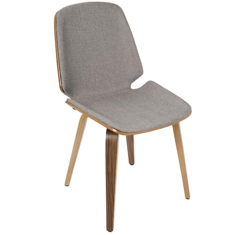Lumisource Serena Mid-Century Modern Dining Chair in Walnut with Light Grey Fabric - Set of 2