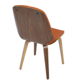 Lumisource Serena Mid-Century Modern Dining Chair in Walnut with Orange Fabric - Set of 2