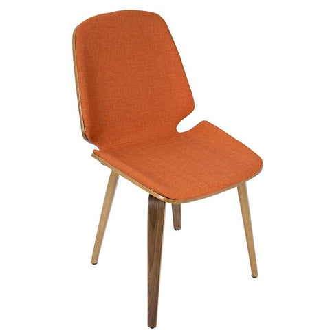 Lumisource Serena Mid-Century Modern Dining Chair in Walnut with Orange Fabric - Set of 2