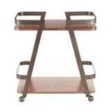 Lumisource Seven Industrial Bar Cart in Antique Metal and Walnut Wood