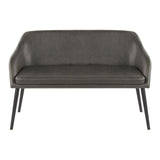 Lumisource Shelton Contemporary Bench in Black Metal Legs & Charcoal Faux Leather