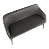 Lumisource Shelton Contemporary Bench in Black Metal Legs & Charcoal Faux Leather