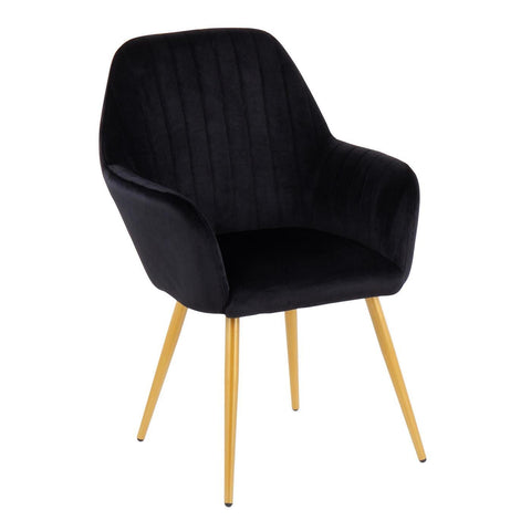 Lumisource Shelton Contemporary/Glam Chair in Gold Steel and Black Velvet