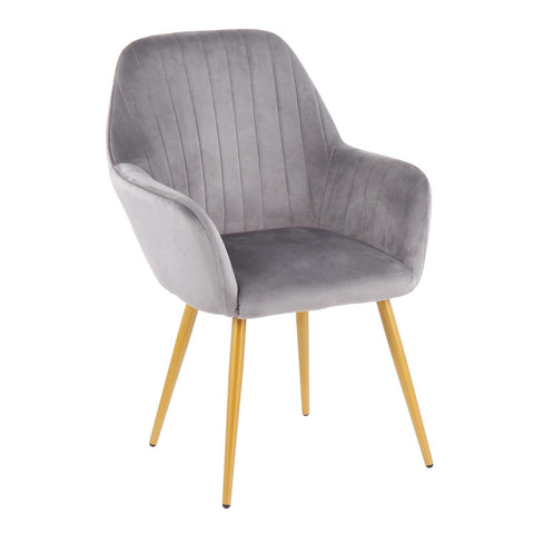 Lumisource Shelton Contemporary/Glam Chair in Gold Steel and Silver Velvet