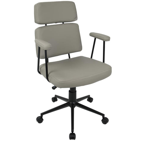 Lumisource Sigmund Contemporary Adjustable Office Chair in Grey Faux Leather