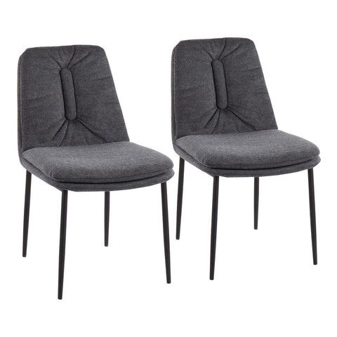 Lumisource Smith Contemporary Dining Chair in Black Steel and Charcoal Fabric - Set of 2