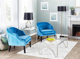 Lumisource Sofia Contemporary Accent Chair in Blue Velvet