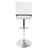 Lumisource Spago Contemporary Adjustable Barstool with Swivel in White Faux Leather