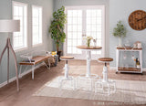 Lumisource Stefani Industrial Bench in Vintage White Metal and Brown Wood-pressed Grain Bamboo