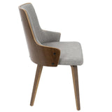 Lumisource Stella Mid-Century Modern Dining/Accent Chair in Walnut with Light Grey Fabric - Set of 2