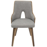 Lumisource Stella Mid-Century Modern Dining/Accent Chair in Walnut with Light Grey Fabric - Set of 2