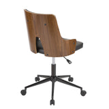 Lumisource Stella Mid-Century Modern Office Chair in Walnut Wood and Black Faux Leather