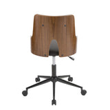 Lumisource Stella Mid-Century Modern Office Chair in Walnut Wood and Black Faux Leather