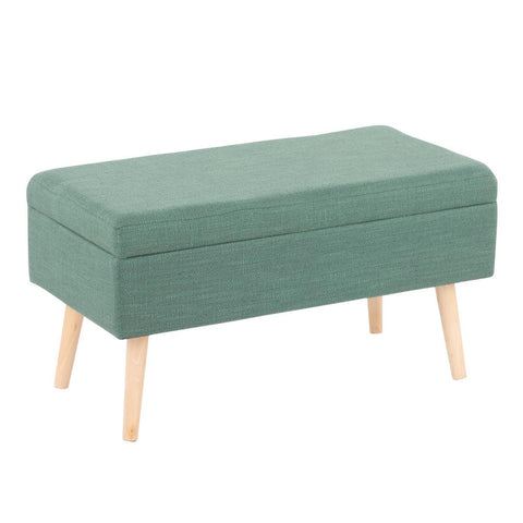 Lumisource Storage Contemporary Bench in Natural Wood and Green Fabric