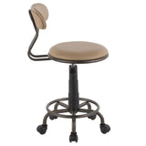 Lumisource Swift Industrial Task Chair in Antique Metal and Camel Faux Leather