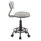 Lumisource Swift Industrial Task Chair in Grey Metal and Light Grey Faux Leather