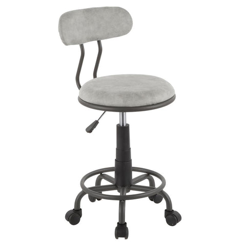 Lumisource Swift Industrial Task Chair in Grey Metal and Light Grey Faux Leather
