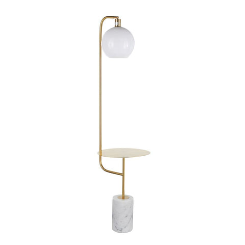 Lumisource Symbol Contemporary/Glam Floor Lamp with Gold Metal Side Table and White Marble Base