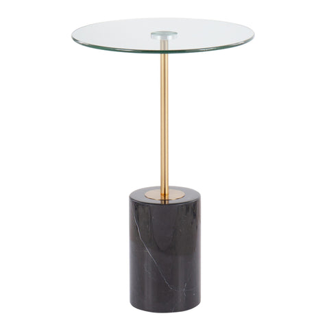 Lumisource Symbol Contemporary Side Table in Black Marble, Gold Metal and Clear Glass