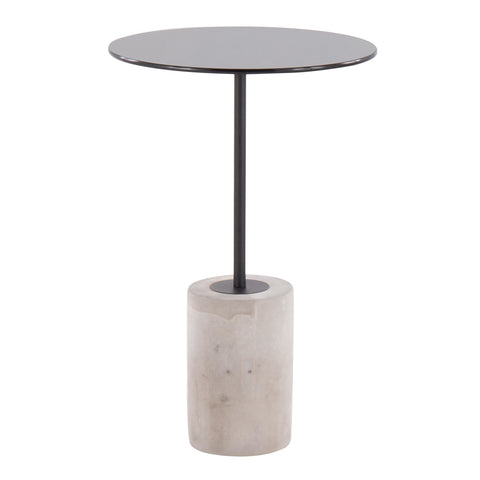 Lumisource Symbol Contemporary Side Table in Concrete, Black Steel and Black Glass