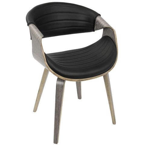 Lumisource Symphony Mid-Century Modern Dining/Accent Chair in Light Grey Wood and Black Faux Leather