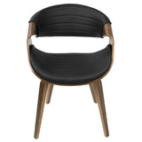 Lumisource Symphony Mid-Century Modern Dining/Accent Chair in Walnut Wood and Black Faux Leather