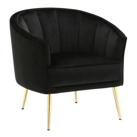 Lumisource Tania Contemporary/Glam Accent Chair in Gold Metal and Black Velvet