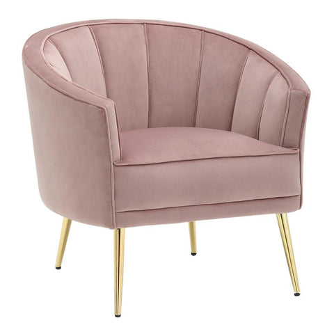 Lumisource Tania Contemporary/Glam Accent Chair in Gold Metal and Blush Pink Velvet