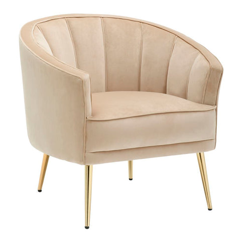 Lumisource Tania Contemporary/Glam Accent Chair in Gold Metal and Champagne Velvet