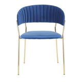 Lumisource Tania Contemporary-Glam Chair in Gold Metal with Blue Velvet - Set of 2