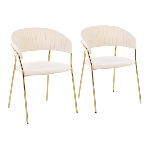 Lumisource Tania Contemporary/Glam Chair in Gold Metal with Cream Velvet - Set of 2