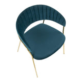 Lumisource Tania Contemporary-Glam Chair in Gold Metal with Teal Velvet - Set of 2