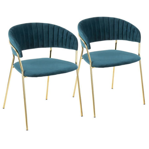 Lumisource Tania Contemporary-Glam Chair in Gold Metal with Teal Velvet - Set of 2