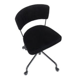 Lumisource Tania Contemporary Task Chair in Black Metal and Black Velvet